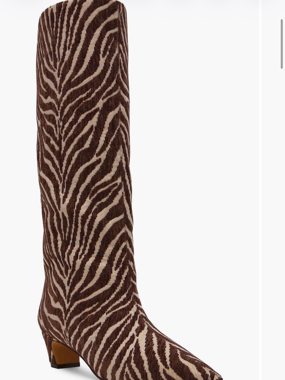 Steve Madden Brown and Cream Zebra-Pattern Knee Boot